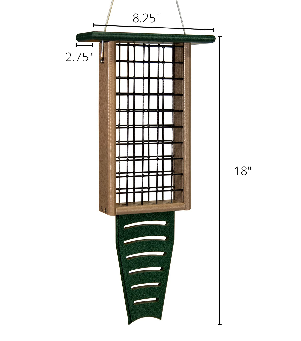 JCS Wildlife Recycled Double Suet Feeder Bird Feeder with Tail Prop