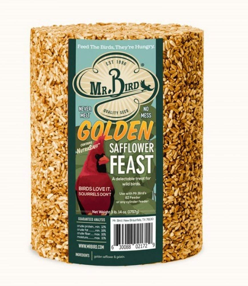 Mr. Bird Golden Safflower Feast Large Wild Bird Seed Cylinder 62 oz. (1, 2, 4, and 6 Packs)