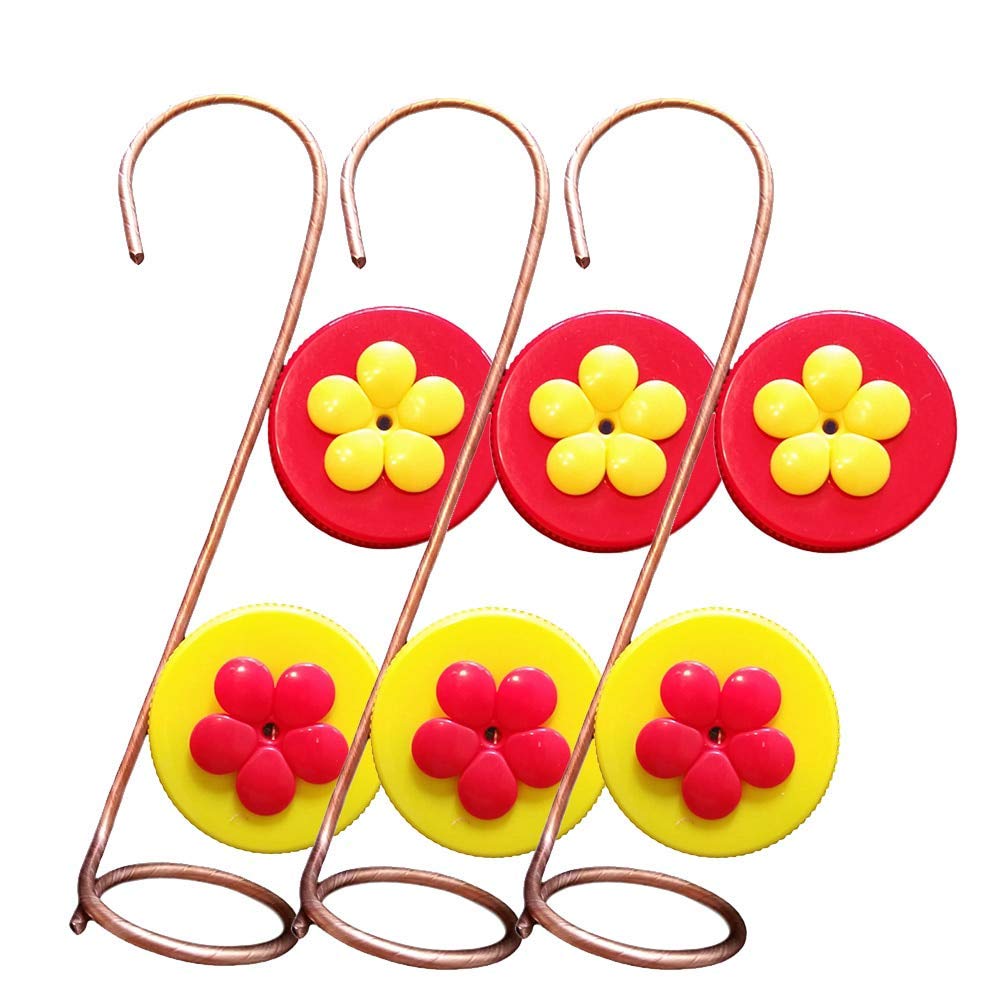 Nectar DOTS Copper Single Hanging Hummingbird Feeder With Red and Yellow Lids