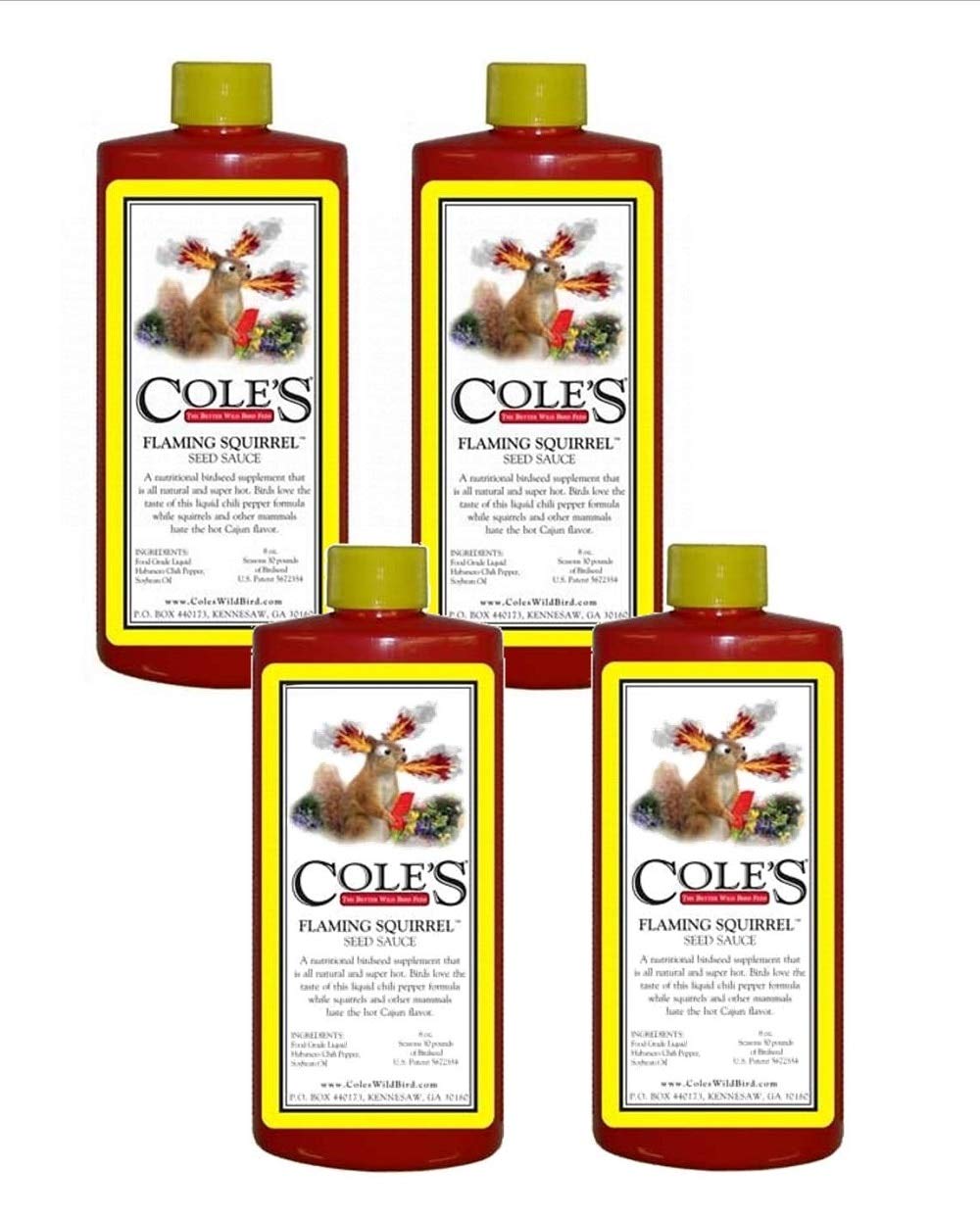 Cole's Flaming Squirrel Seed Sauce Liquid Squirrel Deterrent FS16 16 oz. (1, 4 and 8 Packs)