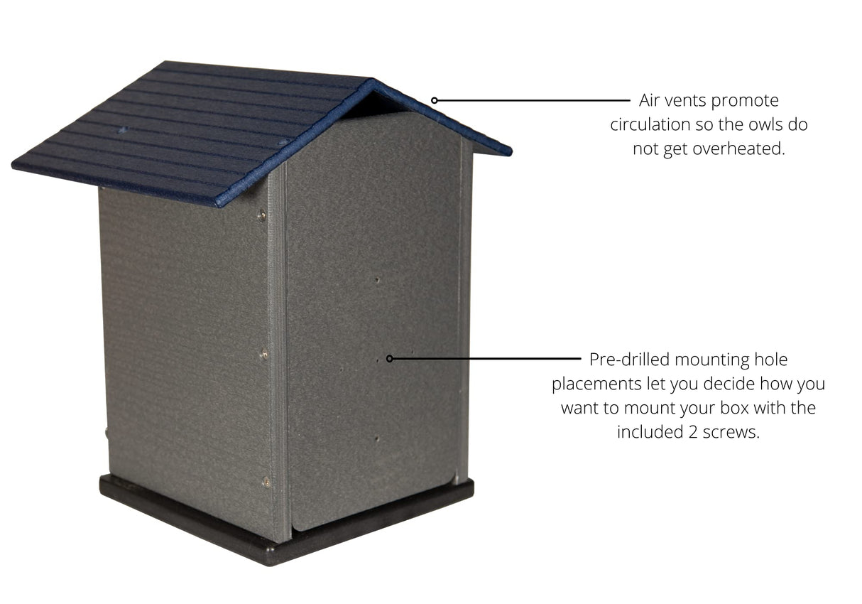 Ultimate Poly Screech Owl or Saw-Whet Owl House Nesting Box