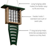 JCS Wildlife Recycled Double Suet Feeder Bird Feeder with Tail Prop