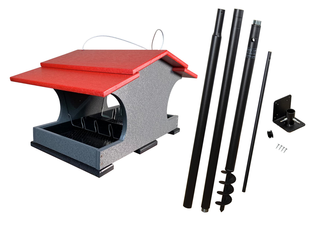 JCS Wildlife Large Poly Hopper Bird Feeder  - Mounting Pole Bundles Available!