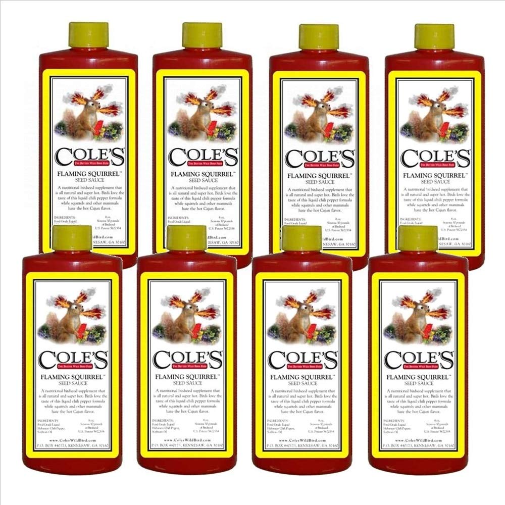 Cole's Flaming Squirrel Seed Sauce Liquid Squirrel Deterrent FS16 16 oz. (1, 4 and 8 Packs)