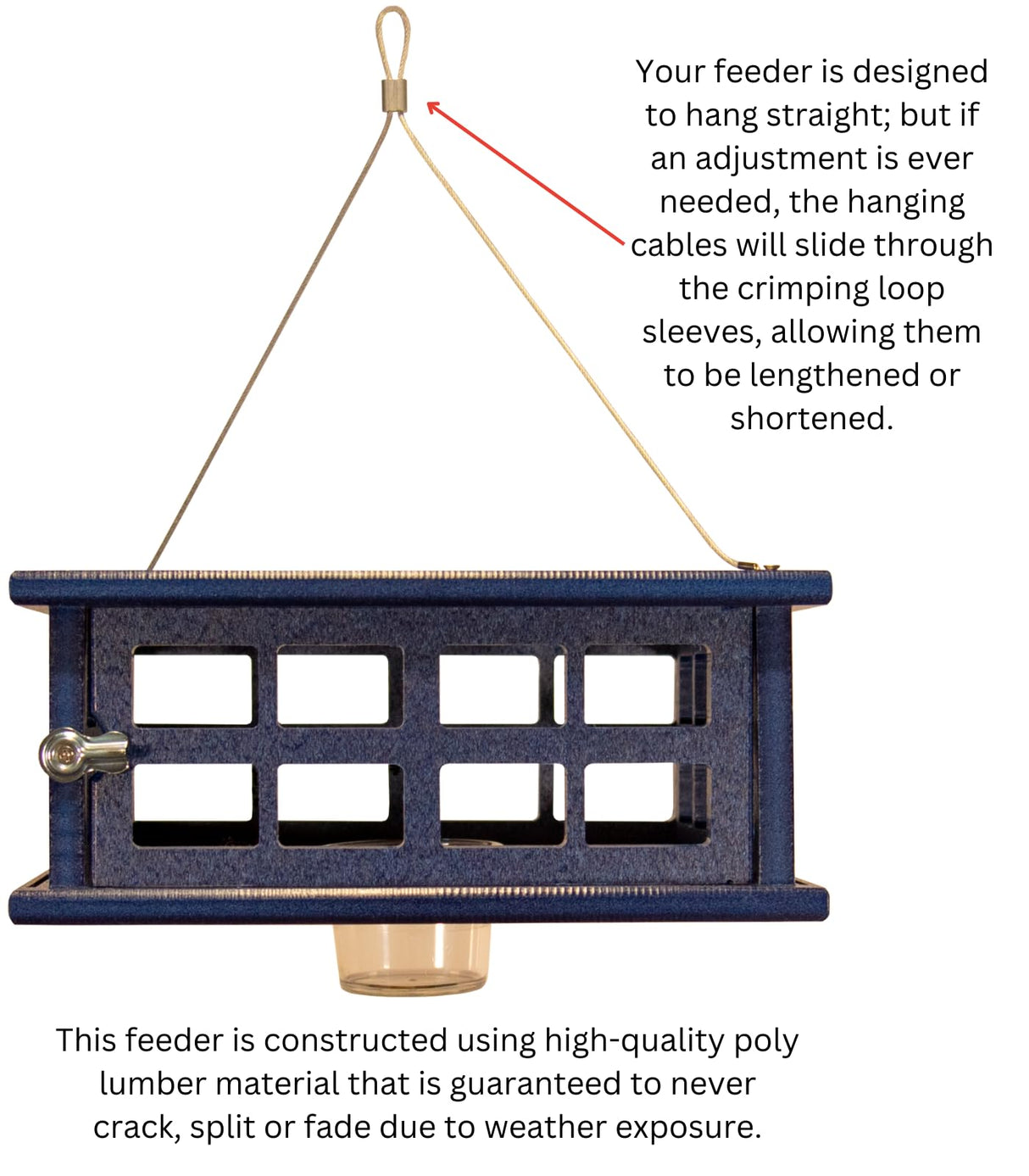 JCS Wildlife Recycled Poly Lumber Caged Platform Bluebird Feeder (Single Cup)