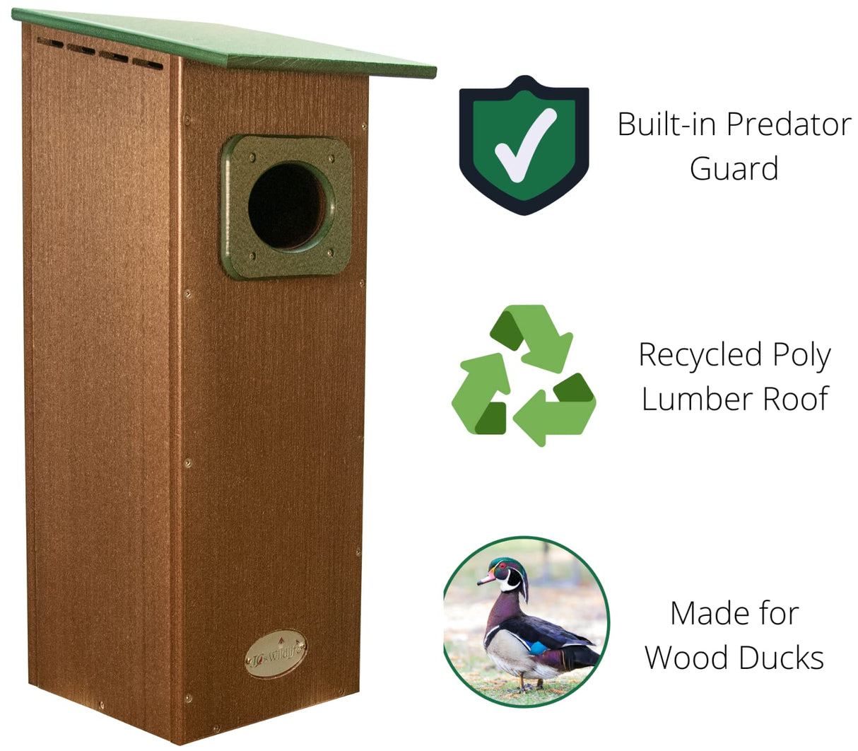 JCS Wildlife Recycled Poly Lumber Wood Duck House