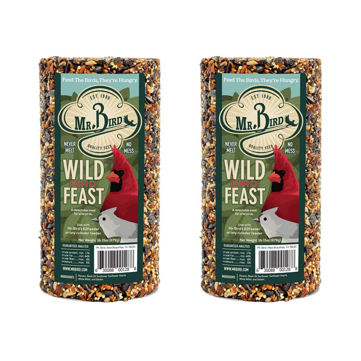 Mr. Bird Wild Bird Feast Birdseed Cylinder - 4" Diameter (1, 2, 4, 6,  and 12 Packs)