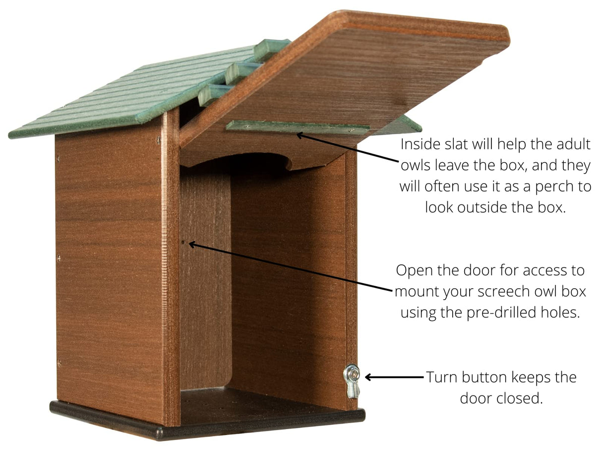 Ultimate Poly Screech Owl or Saw-Whet Owl House Nesting Box