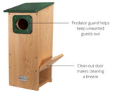 JCS  Wildlife Cedar Wood Duck House with Recycled Poly Lumber Roof and Predator Guard