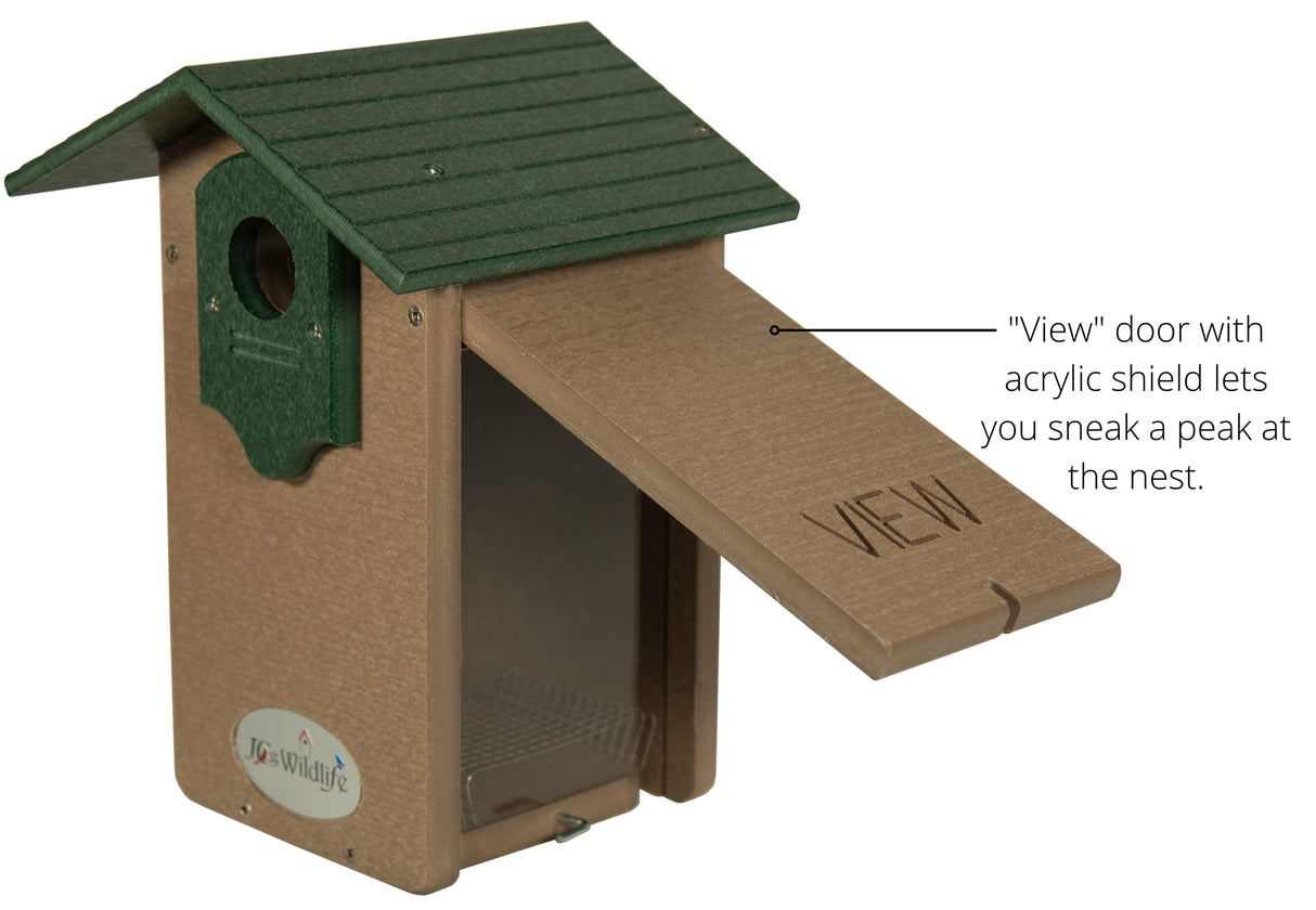 JCs Wildlife Ultimate Mountain Bluebird House with Denali Mounting Pole Kit Combo (Tan and Green)