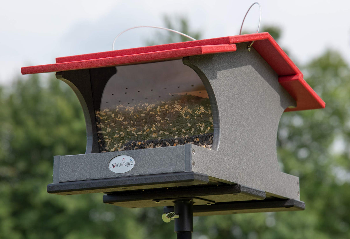 JCS Wildlife Large Poly Hopper Bird Feeder  - Mounting Pole Bundles Available!