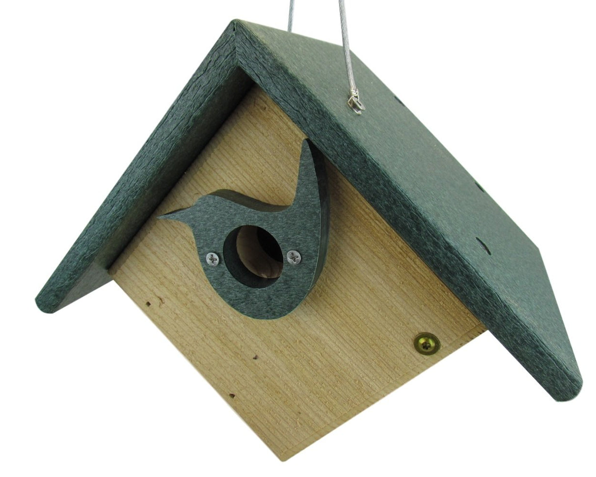 JCS Wildlife Classic Cedar & Recycled Poly Lumber Wren Birdhouse with Predator Guard Portal