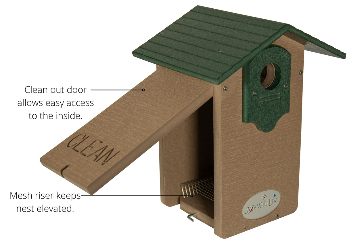 JCs Wildlife Ultimate Mountain Bluebird House with Denali Mounting Pole Kit Combo (Tan and Green)