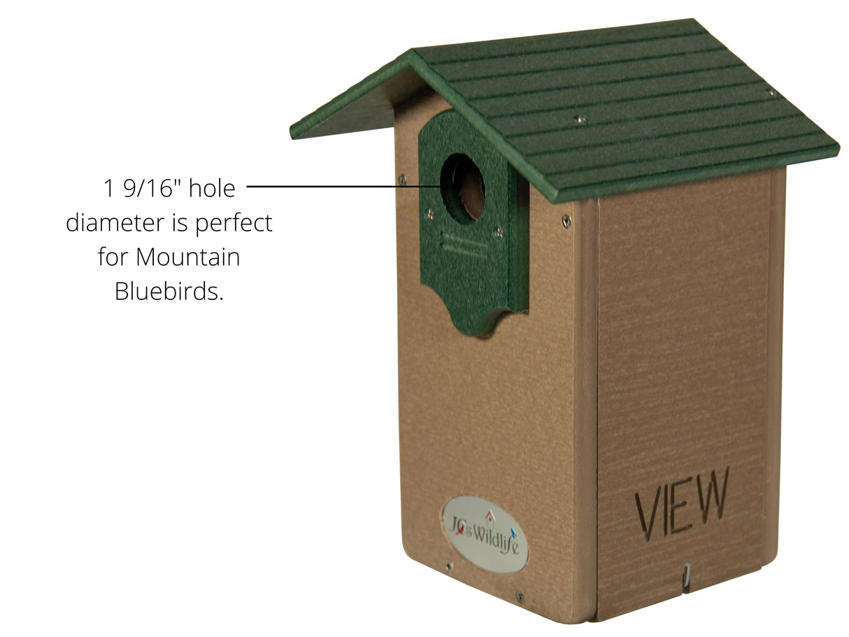 JCs Wildlife Ultimate Mountain Bluebird House with Denali Mounting Pole Kit Combo (Tan and Green)