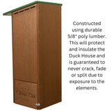 JCS Wildlife Recycled Poly Lumber Wood Duck House