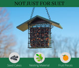 JCS Wildlife Single Suet Cage with Poly Lumber Roof