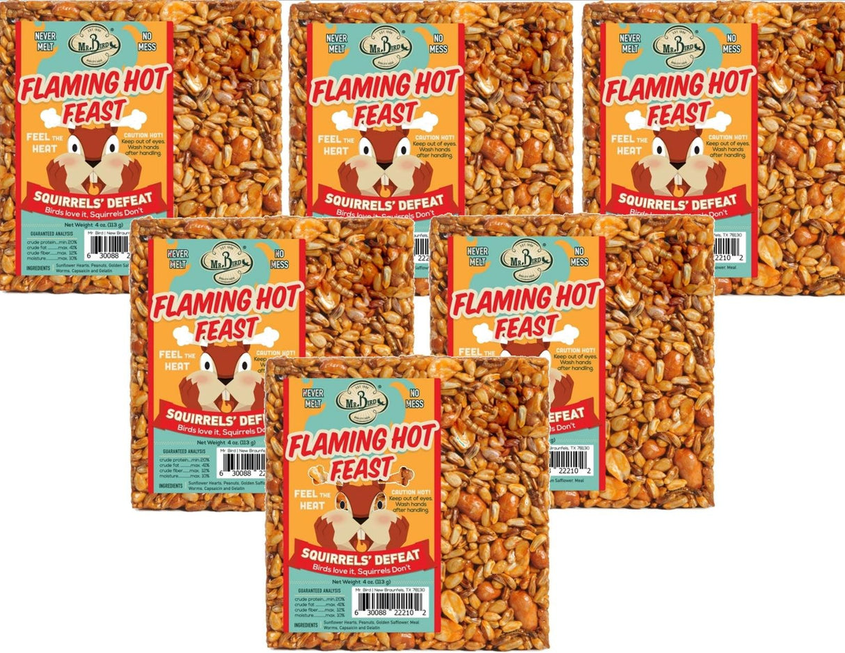 Mr. Bird Flaming Hot Feast Small Wild Bird Seed Cake 4 oz. (6 or 12 Packs)