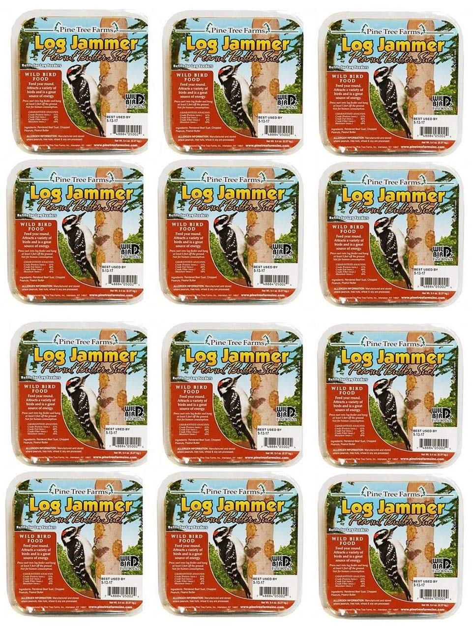 Pine Tree Farms Log Jammer Peanut Butter Suet 3 Plugs Per Pack (6 or 12 Packs)