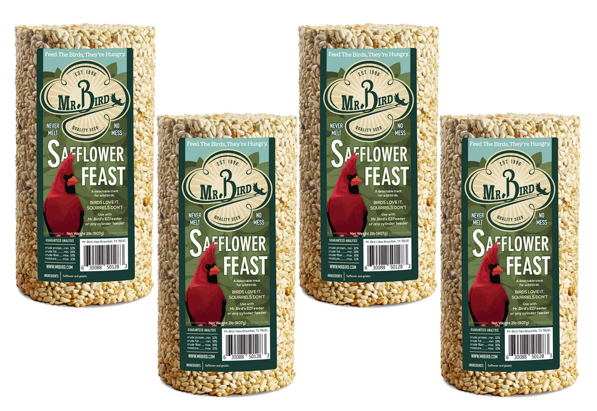 Mr. Bird Safflower Feast Small Wild Bird Seed Cylinder 32 oz. (1, 2, 4, 6, or 12 Packs)