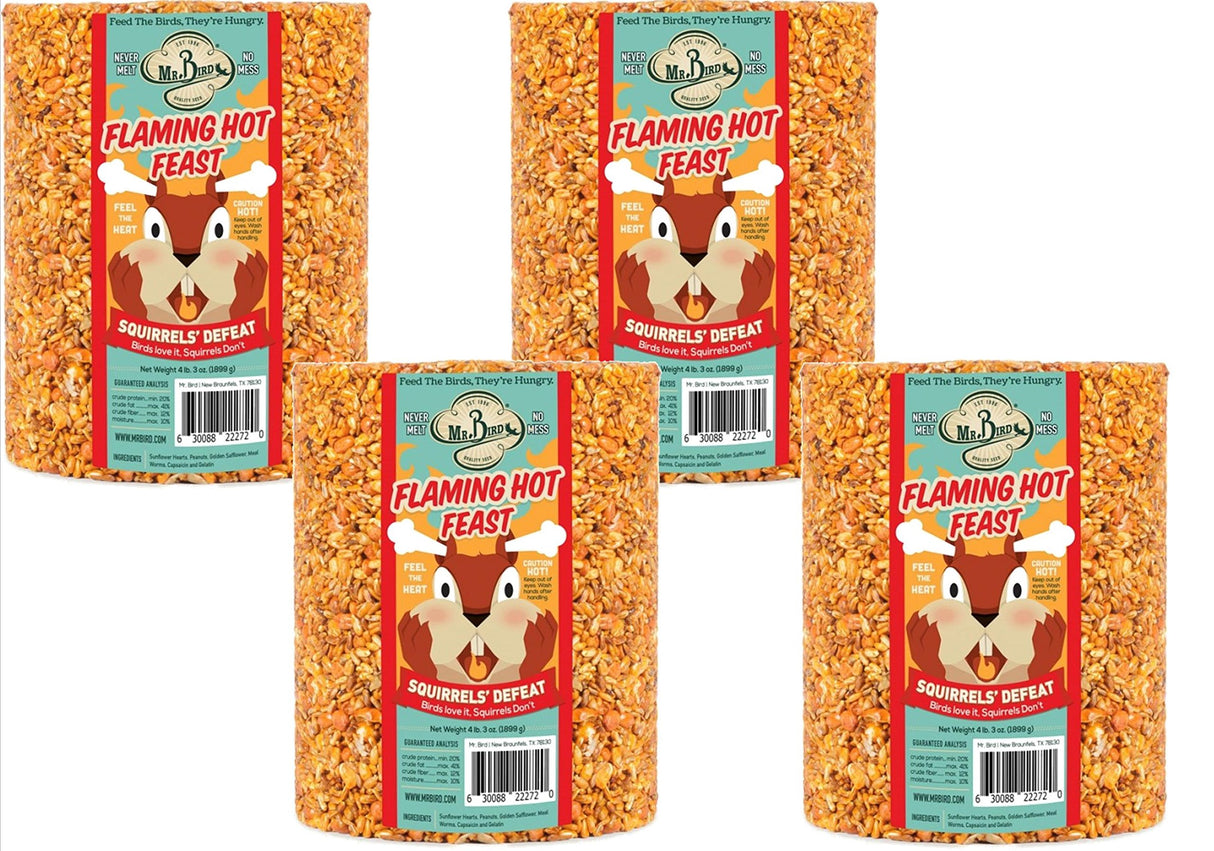 Mr. Bird Flaming Hot Feast Large Wild Bird Seed Cylinder 4 lb. 3 oz. (1, 2, 4, or 6 Packs)