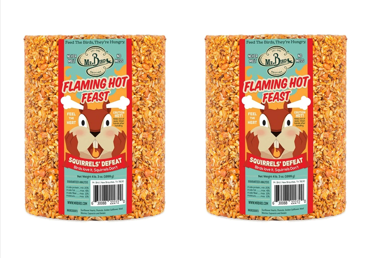 Mr. Bird Flaming Hot Feast Large Wild Bird Seed Cylinder 4 lb. 3 oz. (1, 2, 4, or 6 Packs)