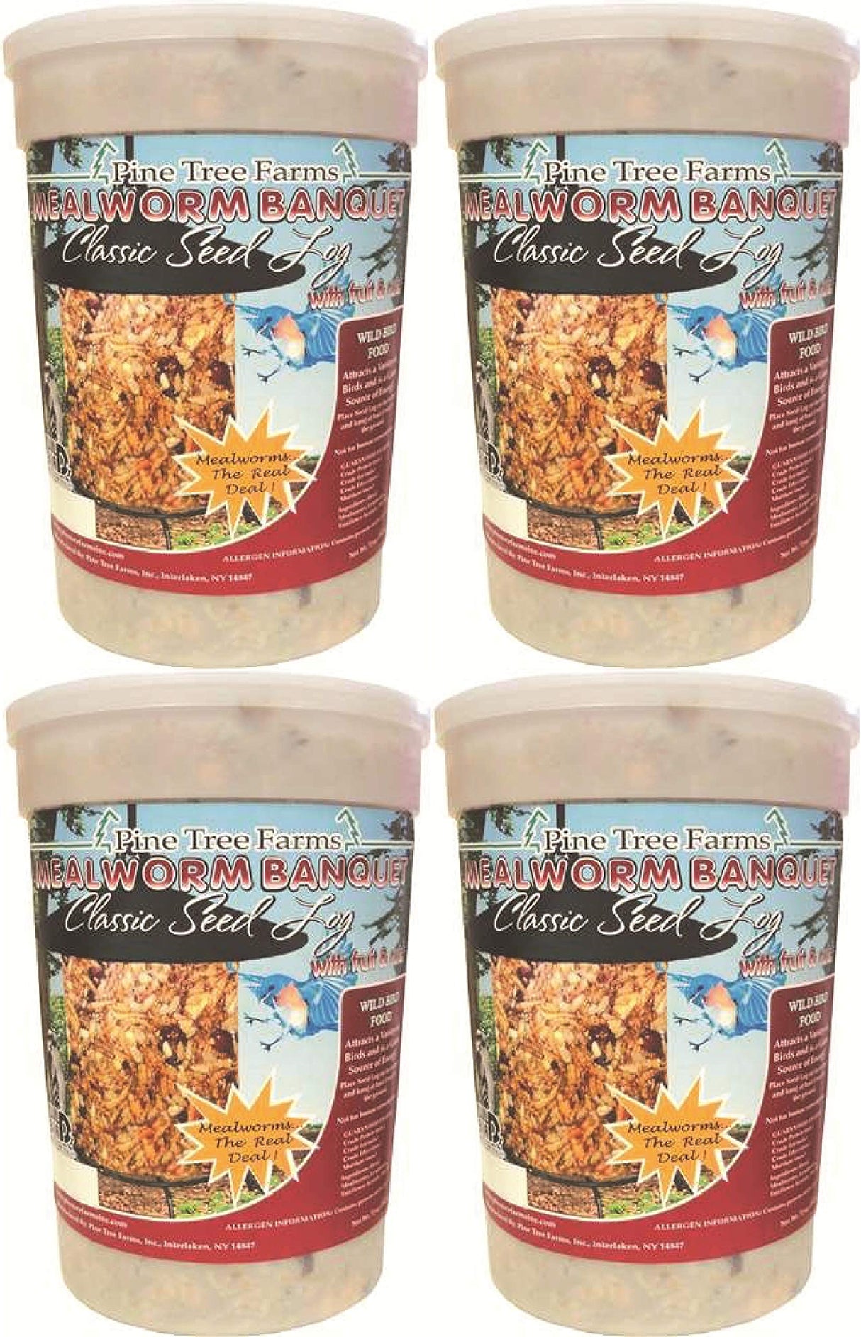 Pine Tree Farms Mealworm Banquet Classic Seed Log 72 oz (1, 2, 4 and 6 Pack)