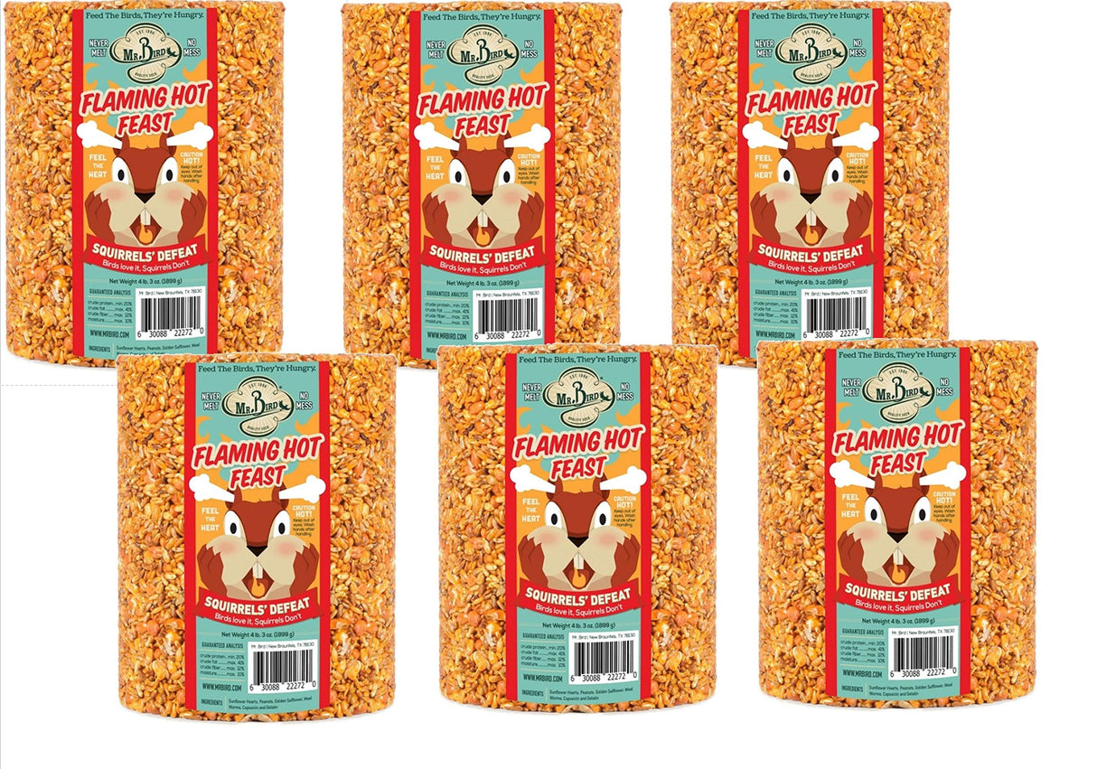 Mr. Bird Flaming Hot Feast Large Wild Bird Seed Cylinder 4 lb. 3 oz. (1, 2, 4, or 6 Packs)