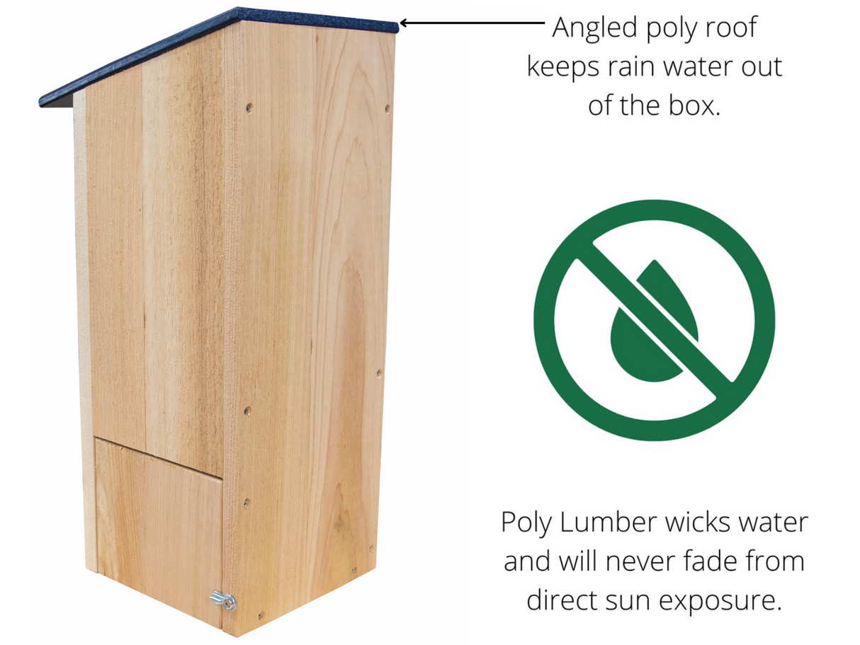 JCS  Wildlife Cedar Wood Duck House with Recycled Poly Lumber Roof and Predator Guard