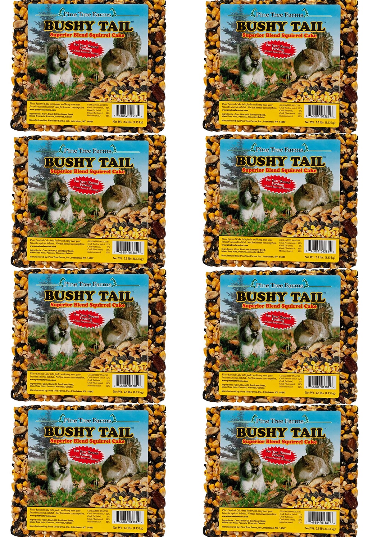 Pine Tree Farms 1381 Bushy Tail 2.5 Pound Squirrel Cake (1, 2 and 8 Packs)