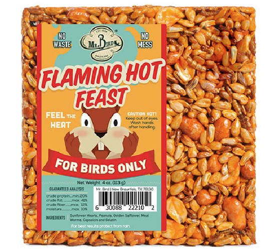 Mr. Bird Flaming Hot Feast Small Wild Bird Seed Cake 4 oz. (6 or 12 Packs)