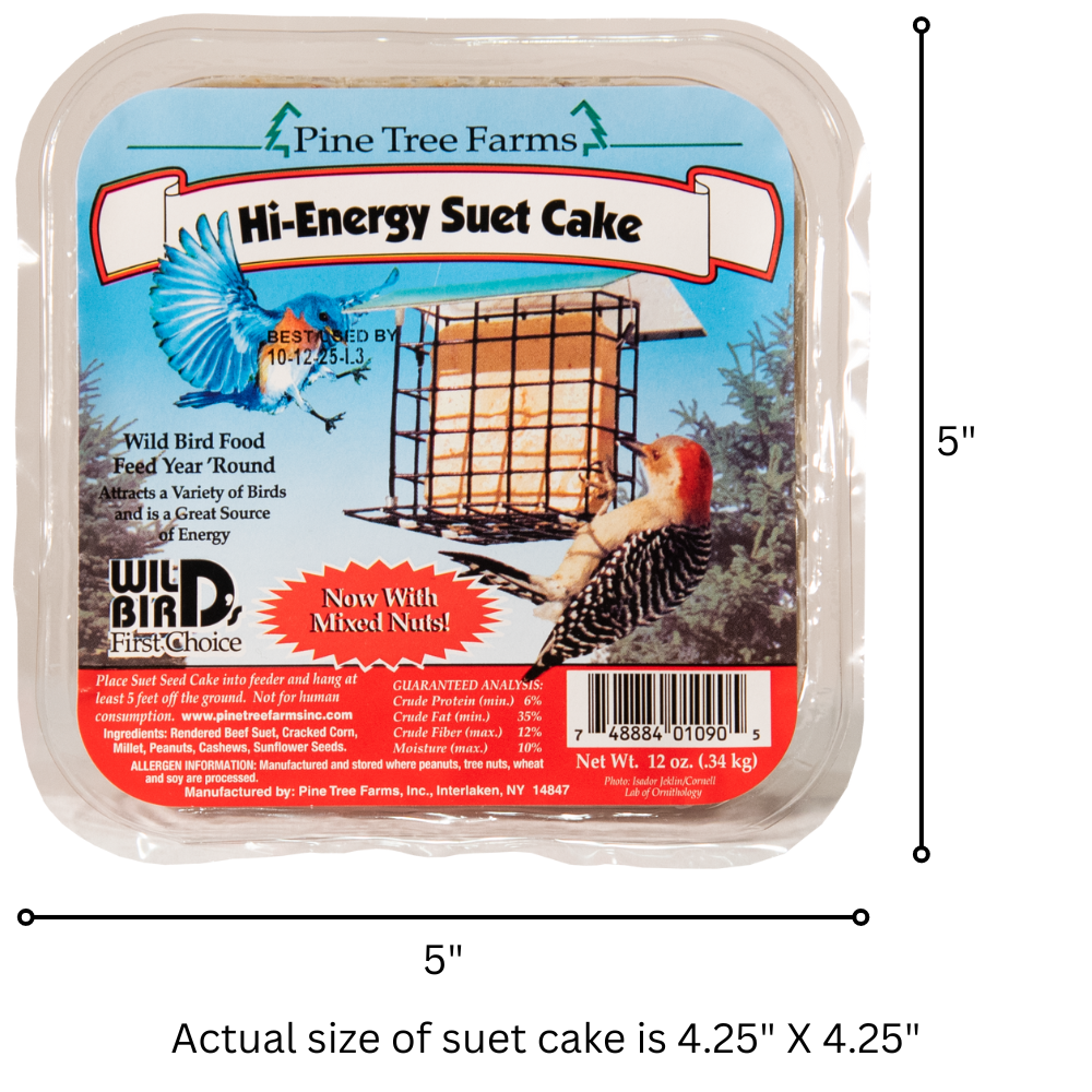 Pine Tree Farms Hi-Energy Suet Cake Wild Bird Food 12 oz.