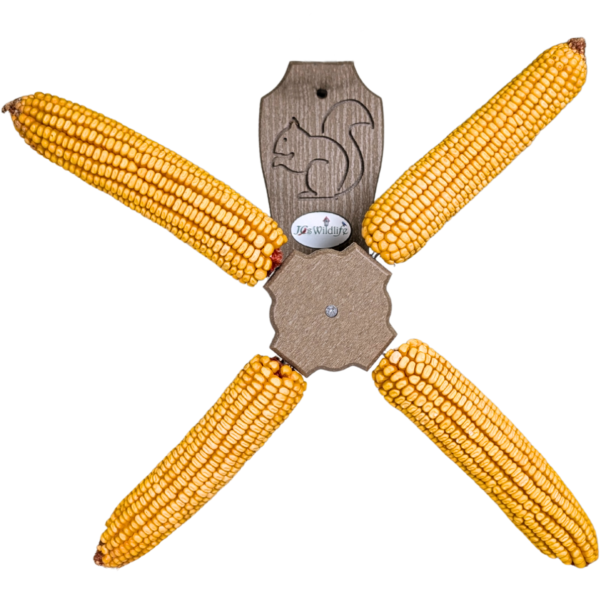 JCS Wildlife Squirrel Spinner Corn Cob Feeder - Holds 4 Dried Corn Cobs
