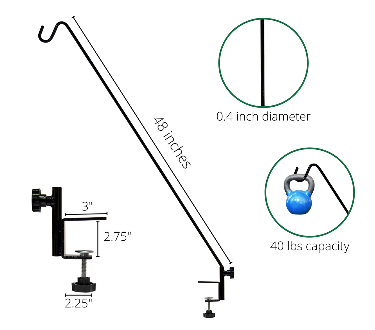 JCS Wildlife Deck Hook with Deck Clamp - Available in 42-Inch and 48-Inch Sizes!