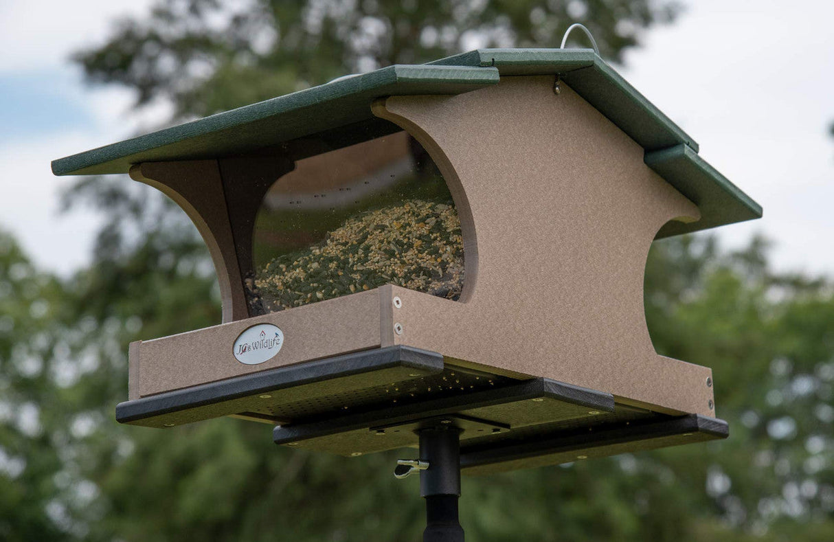 JCS Wildlife Large Poly Hopper Bird Feeder  - Mounting Pole Bundles Available!