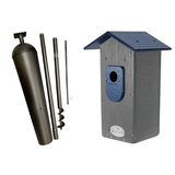 This photo shows the bluebird house with an optional pole mounting system; the Denali.