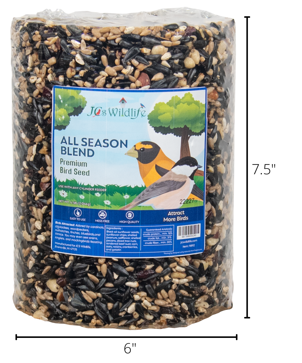 JCS Wildlife All Season Blend Premium Bird Seed Large Cylinder, 4.5 lb