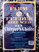 JCS Wildlife Chirper's Choice 16lb Loose Seed Bag with premium ingredients for wild birds, ensuring high crude protein, fat, and fiber content.