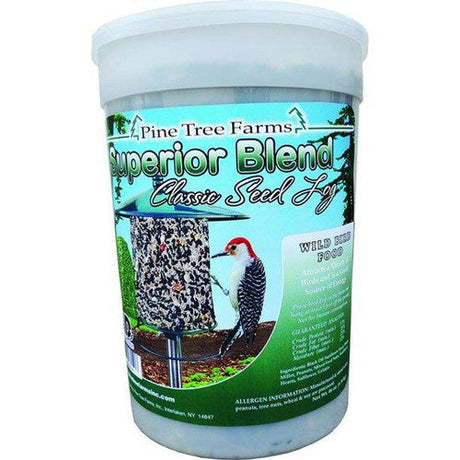 Pine Tree Farms Superior Blend Classic Seed Log 68 oz, ideal for attracting a variety of birds year-round.