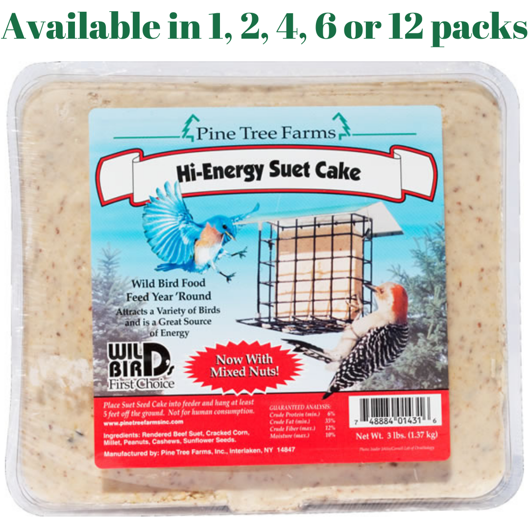 Pine Tree Farms Hi-Energy Suet Cake 3 Pounds (1, 2, 4, 6 and 12 Packs)