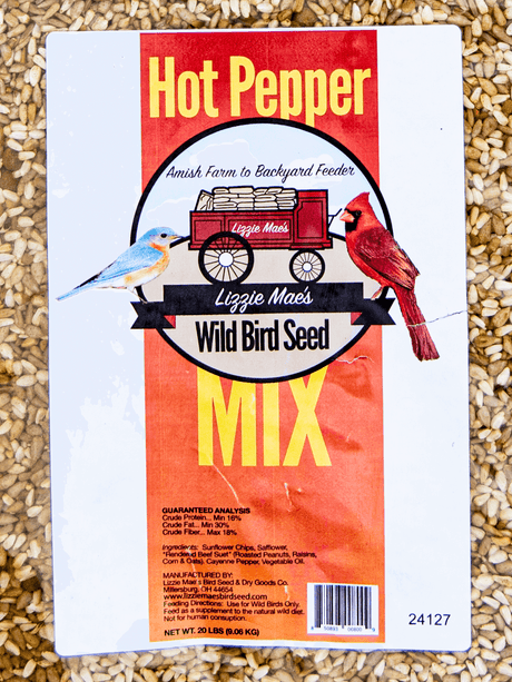 JCS Wildlife Hot Pepper Wild Bird Seed Mix 20lb Bag with Chili Peppers to Deter Mammals