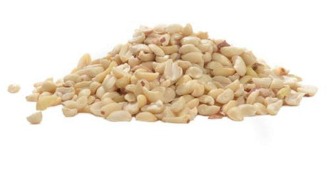 A pile of JCS Wildlife 5 Pound Peanut Splits for birds and wildlife on a white background