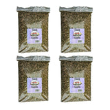 Four bags of JCS Wildlife Finch Favorite 5lb Loose Seed with Nyjer and Fine Sunflower Chips for wild bird feeding.