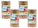 JCS Wildlife Golden Safflower Premium Bird Seed Small Cylinder pack of four with colorful cardinal illustration.