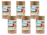 Six packs of JCS Wildlife Golden Safflower Premium Bird Seed Small Cylinder with a vibrant bird-friendly packaging.