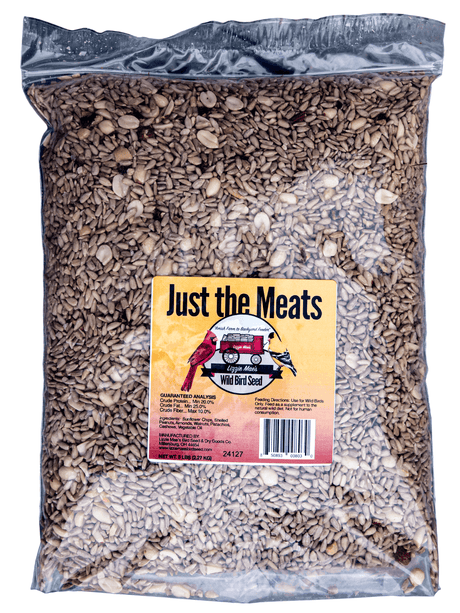 JCS Wildlife Just the Meats 5lb Loose Seed Bag with Sunflower Chips, Shelled Peanuts, Tree Nuts, Vegetable Oil for Wild Birds