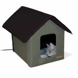 K&H Pet Products Outdoor Thermo Kitty House w/Removable Lectro-Soft Heated Floor (Olive/Black)