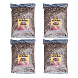 Four bags of JCS Wildlife Just the Meat 5lb Loose Seed Bag containing sunflower chips, shelled peanuts, tree nuts, and vegetable oil