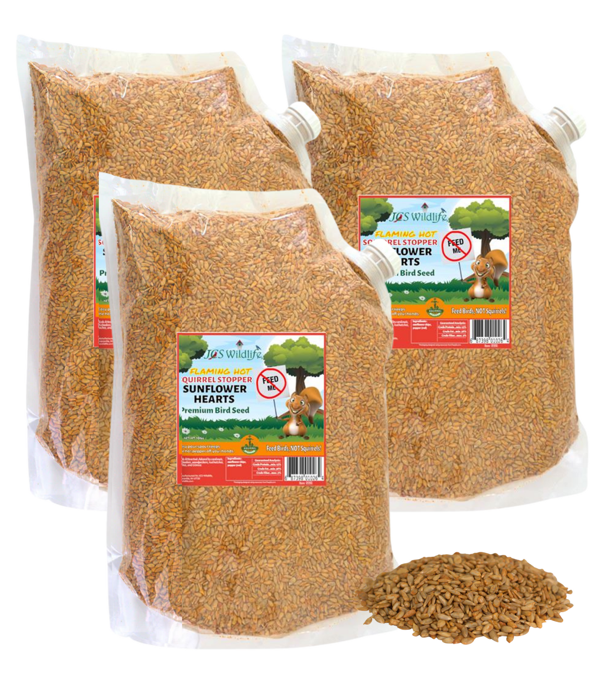 JCS Wildlife Squirrel Stopper Sunflower Hearts 10lbs Loose Seed Bag