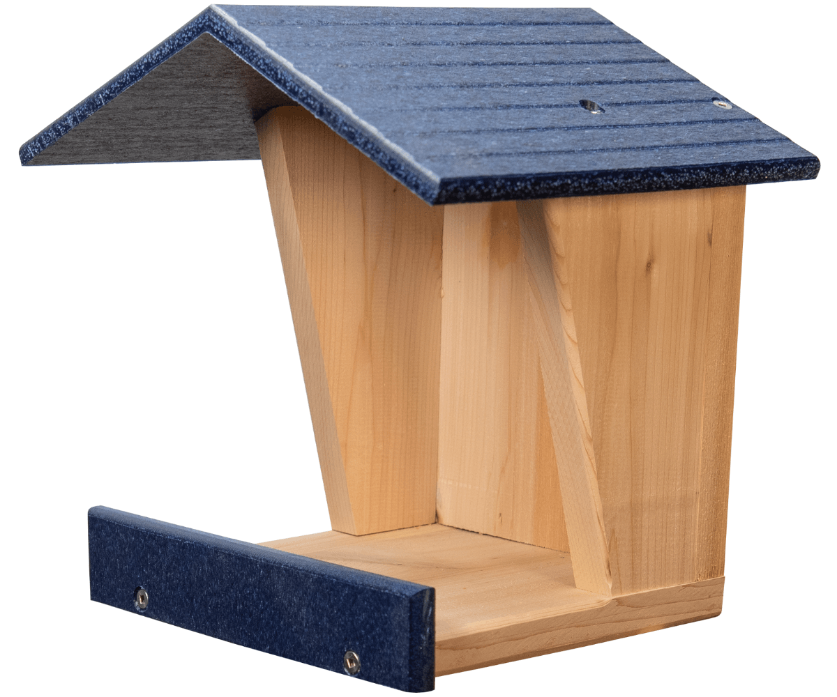 JCS Wildlife Modern Style Cedar Robin Roost with Poly Lumber Roof for easy cleaning and installation.