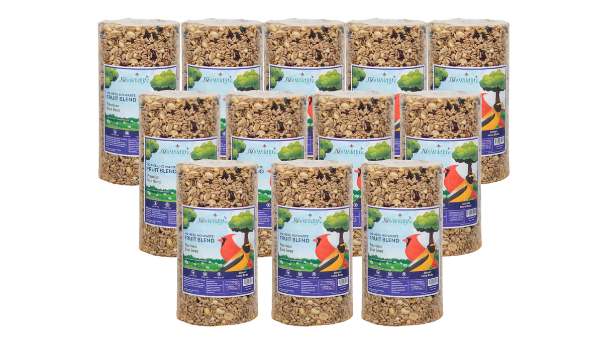 JCS Wildlife No Mess, No Waste Fruit Blend Premium Bird Seed Small Cylinder, 2 lb